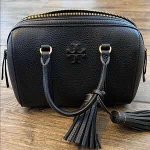 Tory Burch Black Leather Satchel. Good condition.